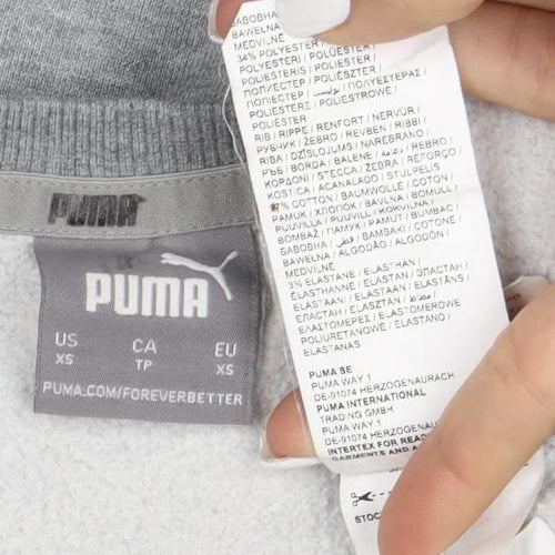Puma Womens Grey XS Crew Neck Sweatshirt with Logo Print