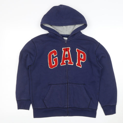 GAP Boys Navy Full Zip Hoodie 10-11 Years Fleece Lined Casual Sweatshirt