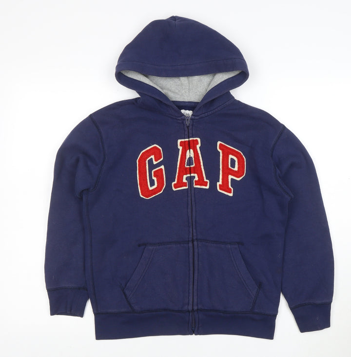GAP Boys Navy Full Zip Hoodie 10-11 Years Fleece Lined Casual Sweatshirt