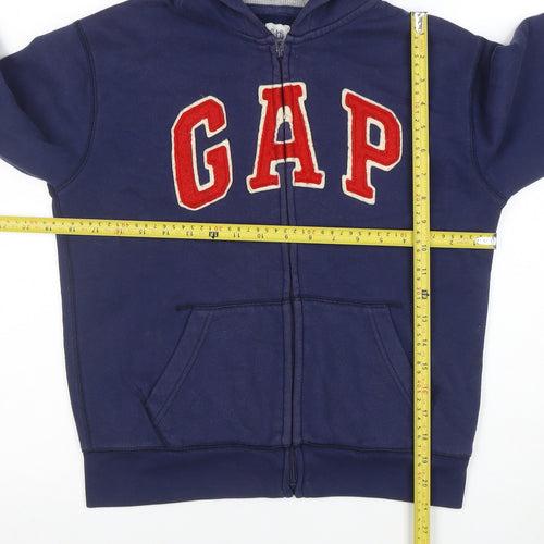 GAP Boys Navy Full Zip Hoodie 10-11 Years Fleece Lined Casual Sweatshirt