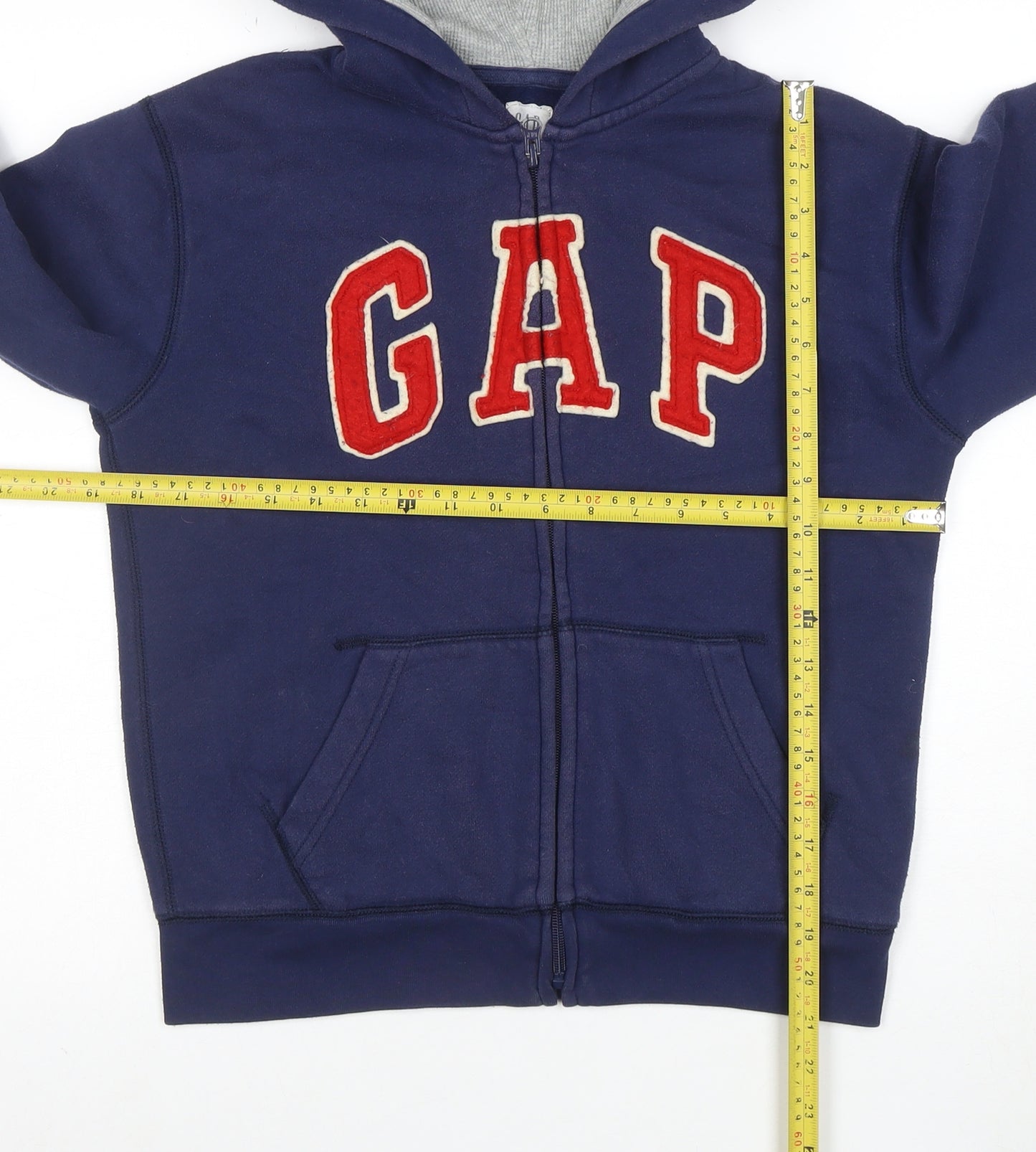 GAP Boys Navy Full Zip Hoodie 10-11 Years Fleece Lined Casual Sweatshirt