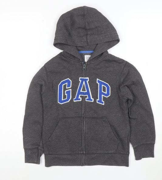 GAP Boys Charcoal Full Zip Hoodie Size 6-7 Years Cotton Blend