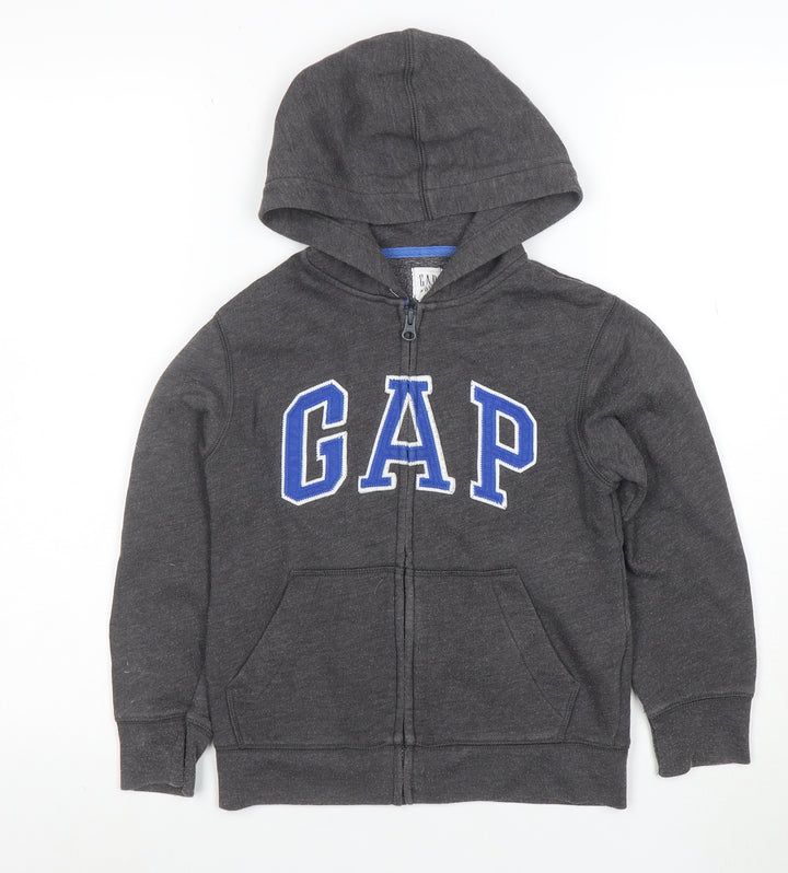 GAP Boys Charcoal Full Zip Hoodie Size 6-7 Years Cotton Blend