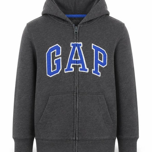 GAP Boys Charcoal Full Zip Hoodie Size 6-7 Years Cotton Blend