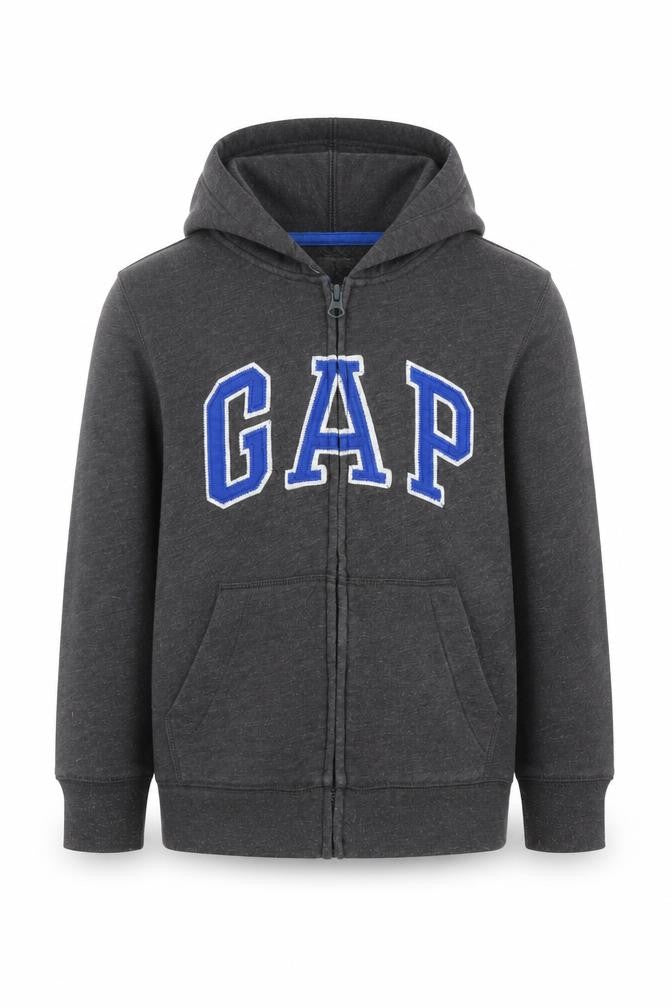 GAP Boys Charcoal Full Zip Hoodie Size 6-7 Years Cotton Blend