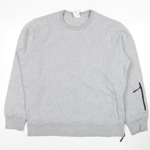 Addict Men's Grey XL Pullover Crew Neck Sweatshirt with Zip Pocket
