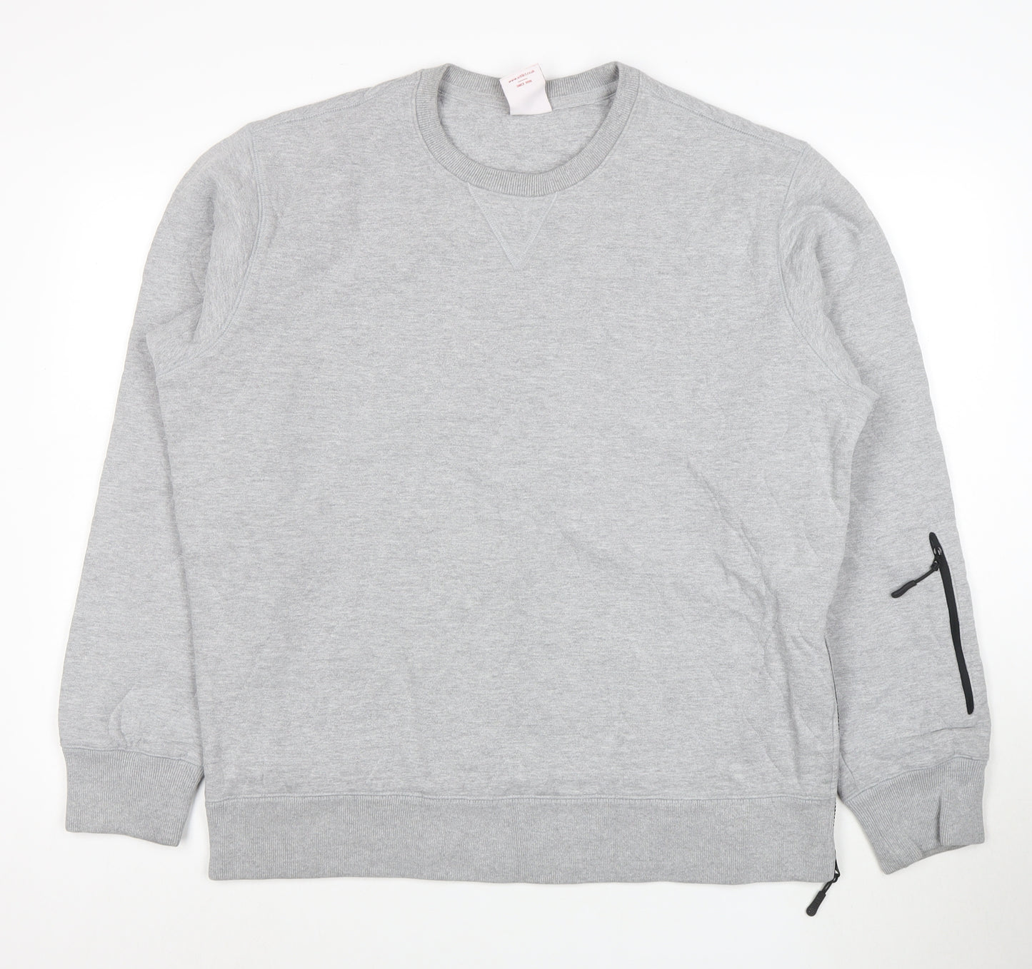Addict Men's Grey XL Pullover Crew Neck Sweatshirt with Zip Pocket