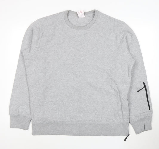 Addict Men's Grey XL Pullover Crew Neck Sweatshirt with Zip Pocket