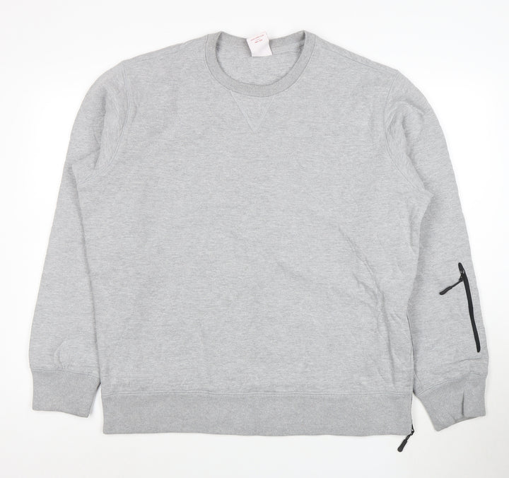 Addict Men's Grey XL Pullover Crew Neck Sweatshirt with Zip Pocket
