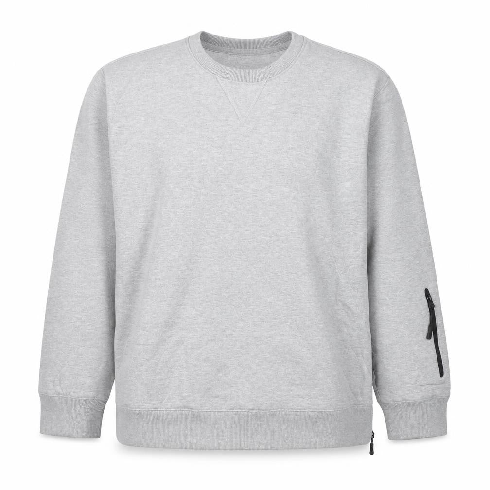 Front view of Addict Men's Grey XL Pullover Crew Neck Sweatshirt with Zip Pocket