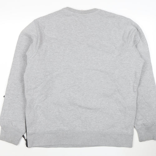 Addict Men's Grey XL Pullover Crew Neck Sweatshirt with Zip Pocket