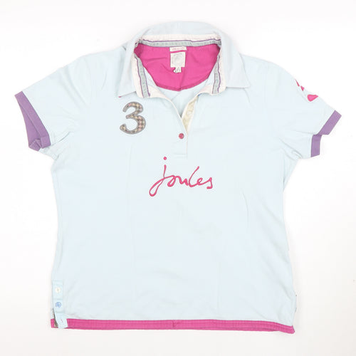 Joules Women’s Blue Polo Shirt Size 16 Classic Cotton Top