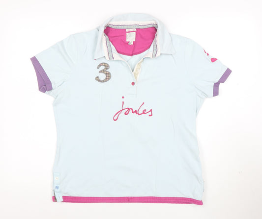 Joules Women’s Blue Polo Shirt Size 16 Classic Cotton Top