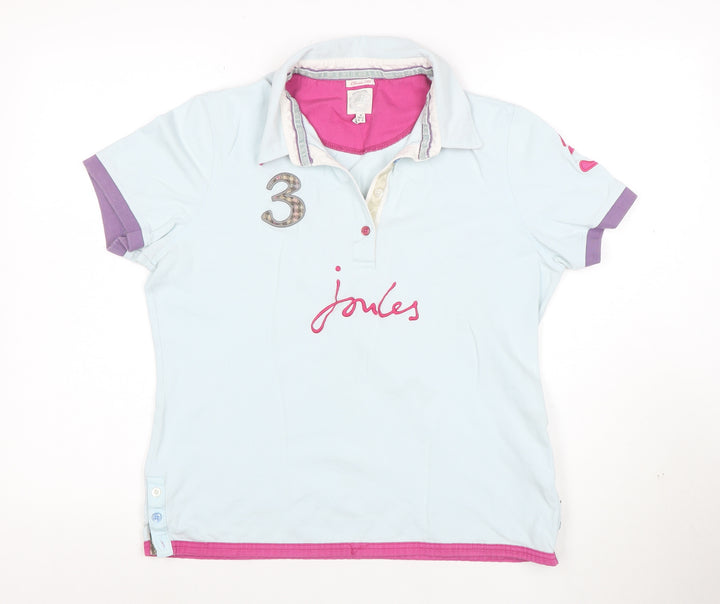 Joules Women’s Blue Polo Shirt Size 16 Classic Cotton Top