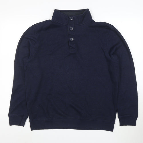 Maine New England Men's Blue Henley Sweatshirt L Classic Style
