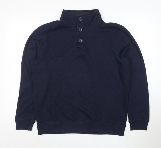 Maine New England Men's Blue Henley Sweatshirt L Classic Style