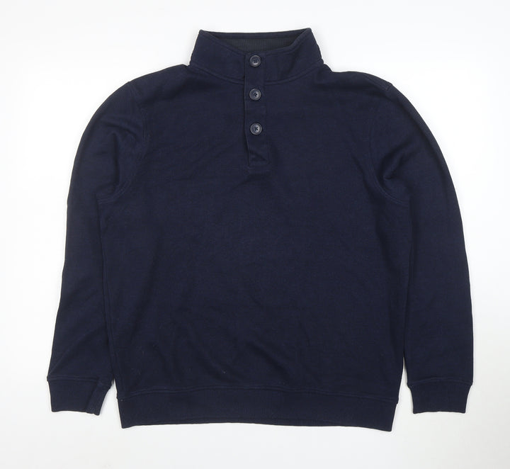 Maine New England Men's Blue Henley Sweatshirt L Classic Style