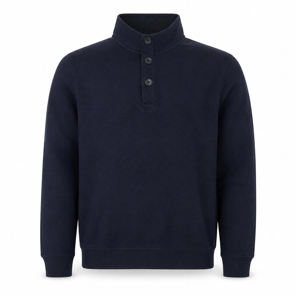 Maine New England Men's Blue Henley Sweatshirt L Classic Style