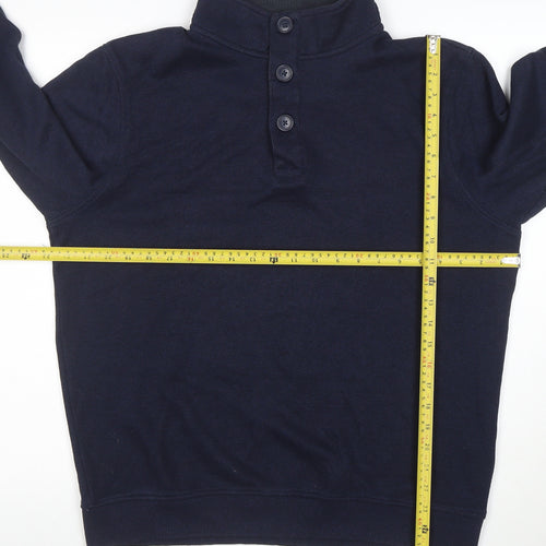 Maine New England Men's Blue Henley Sweatshirt L Classic Style