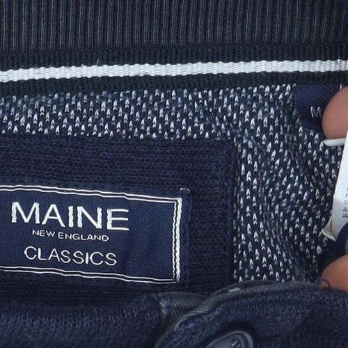 Maine New England Men's Blue Henley Sweatshirt L Classic Style