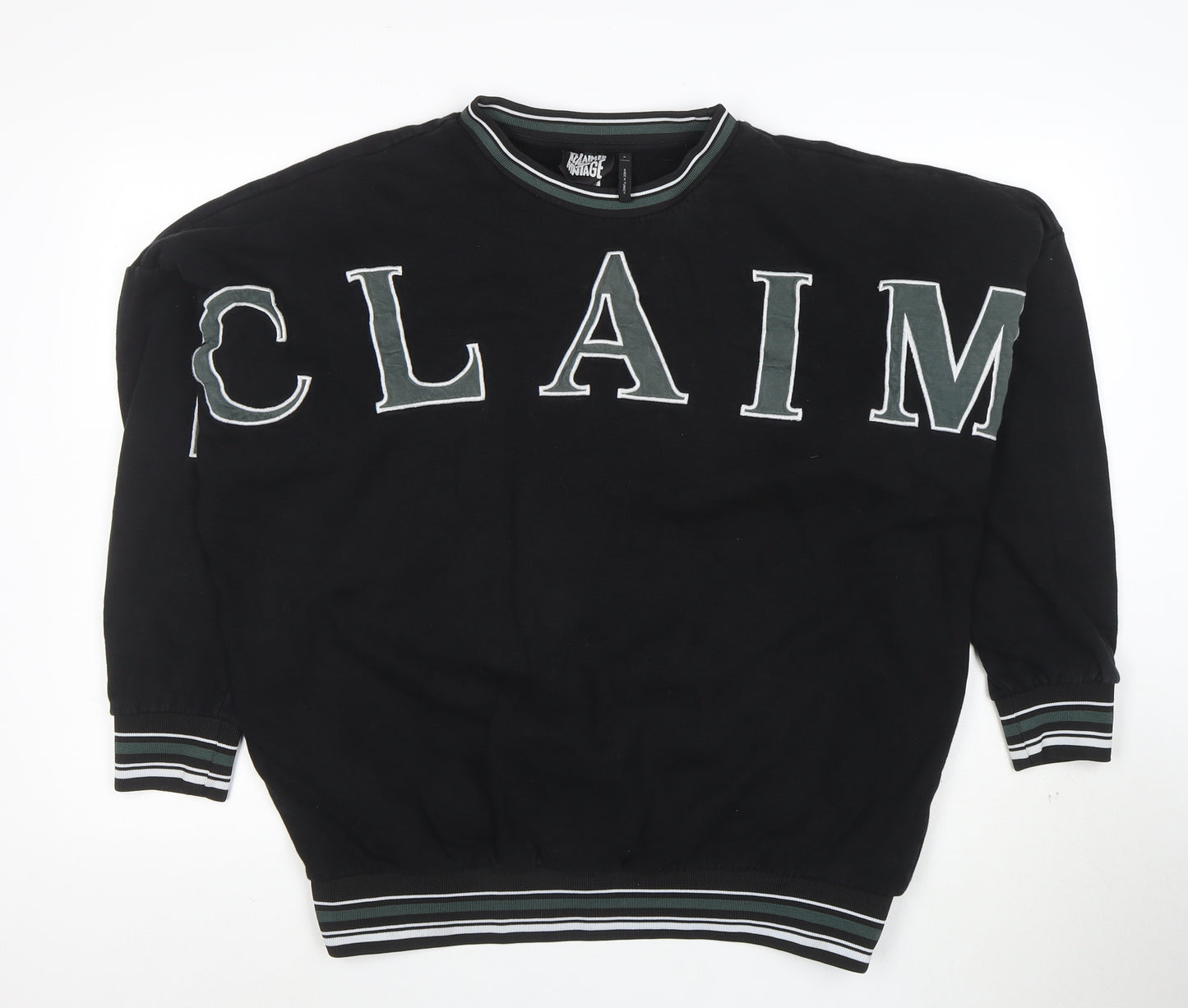 Reclaimed Vintage Women's Black Medium Pullover Sweatshirt