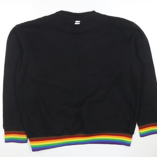 Boohoo Men’s Black Equality Rainbow Embroidered Pullover Sweatshirt Size S