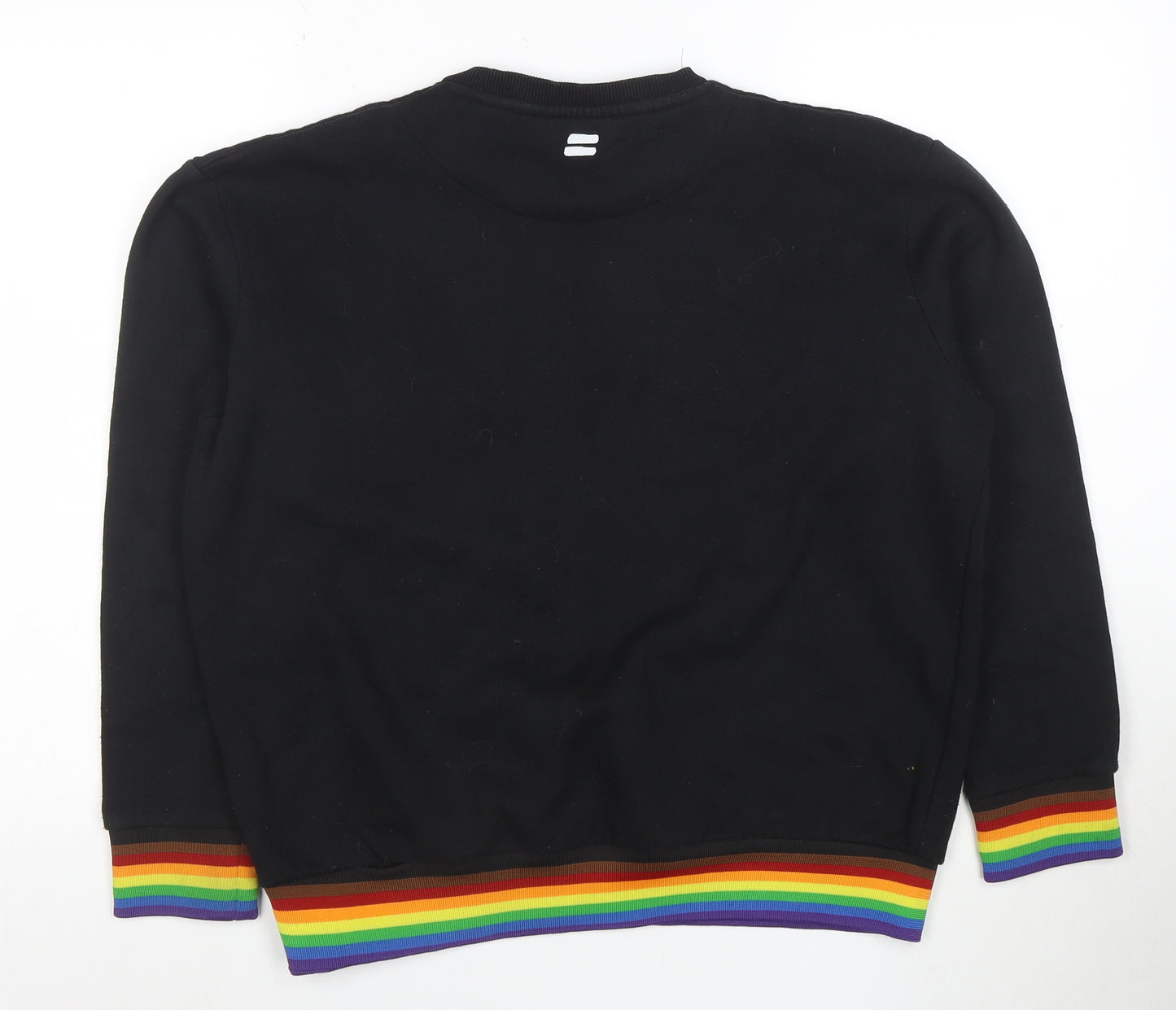 Boohoo Men’s Black Equality Rainbow Embroidered Pullover Sweatshirt Size S