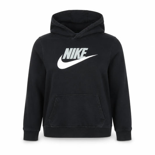 Front view of Nike women’s black pullover hoodie xl cotton blend logo print