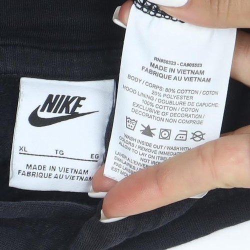 Nike Womens Black Pullover Hoodie XL Cotton Blend Logo Print