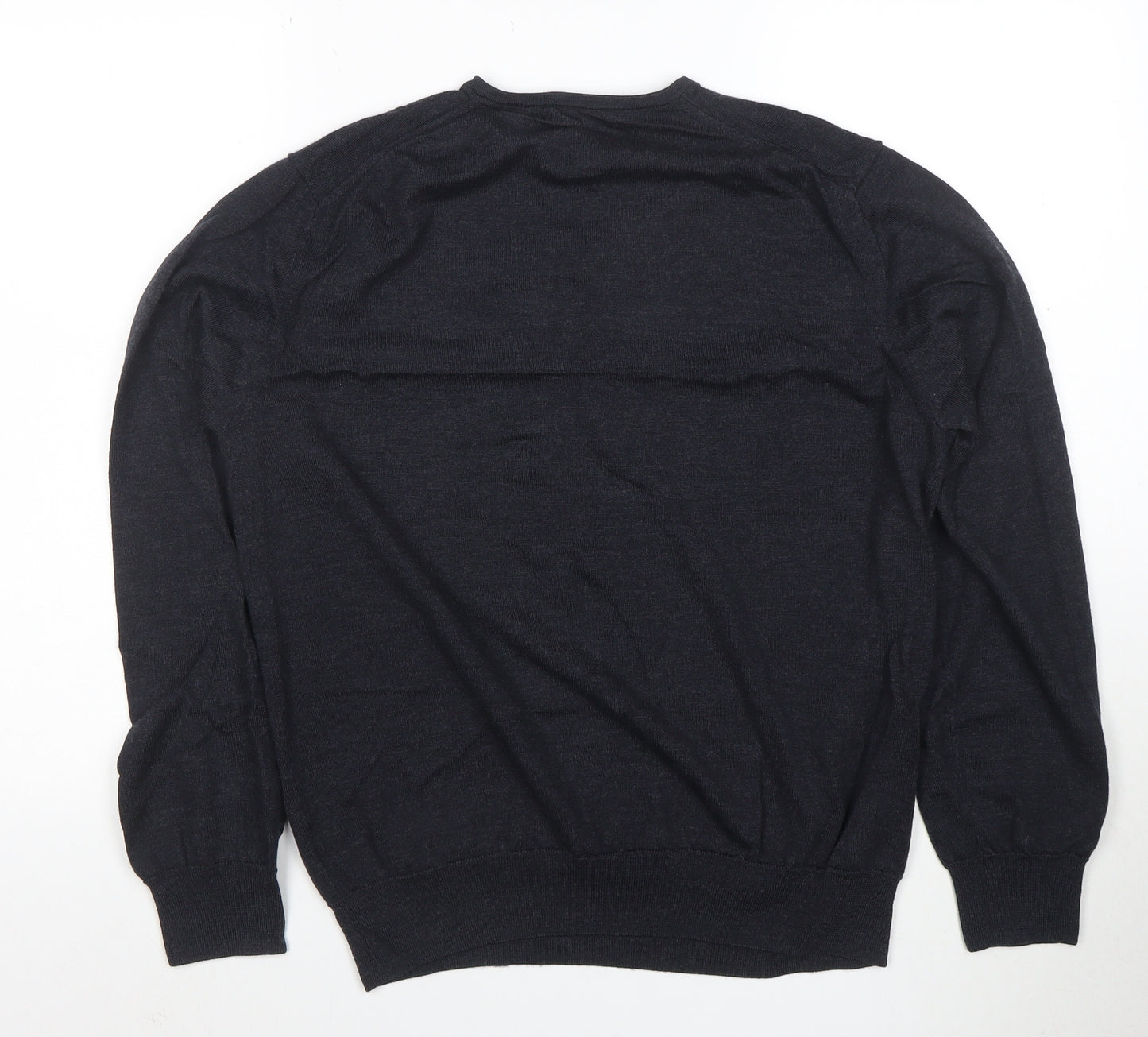 T.M. Lewin Men’s Black Merino Wool V-Neck Jumper L