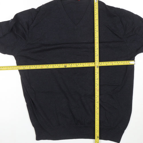 T.M. Lewin Men’s Black Merino Wool V-Neck Jumper L