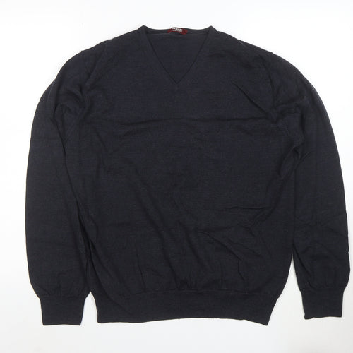 T.M. Lewin Men’s Black Merino Wool V-Neck Jumper L