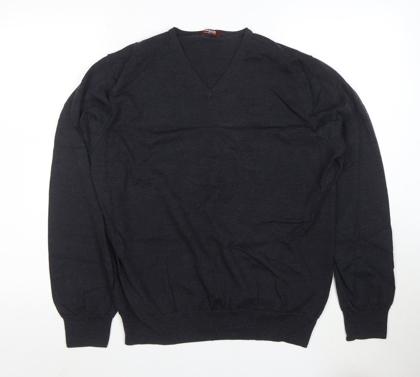 T.M. Lewin Men’s Black Merino Wool V-Neck Jumper L