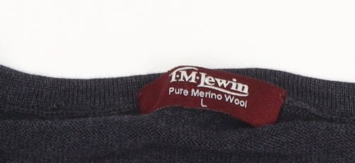 T.M. Lewin Men’s Black Merino Wool V-Neck Jumper L
