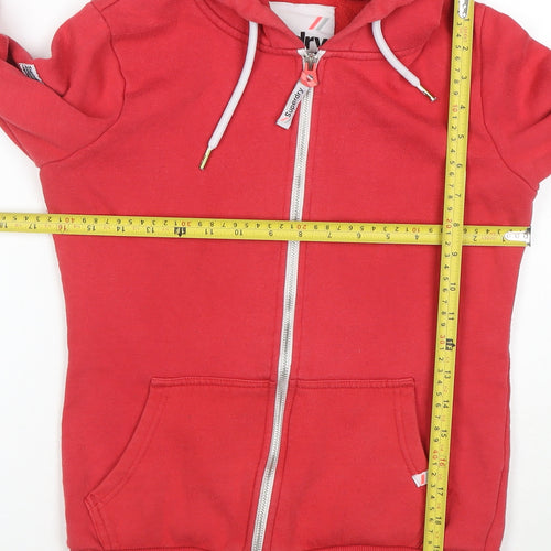 Superdry Women's Red Full Zip Hoodie Size 10 Cotton Blend