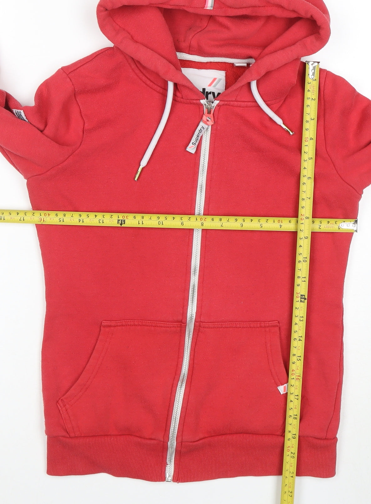 Superdry Women's Red Full Zip Hoodie Size 10 Cotton Blend
