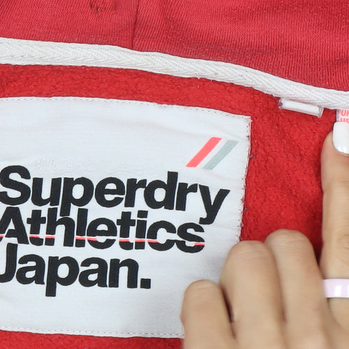 Superdry Women's Red Full Zip Hoodie Size 10 Cotton Blend