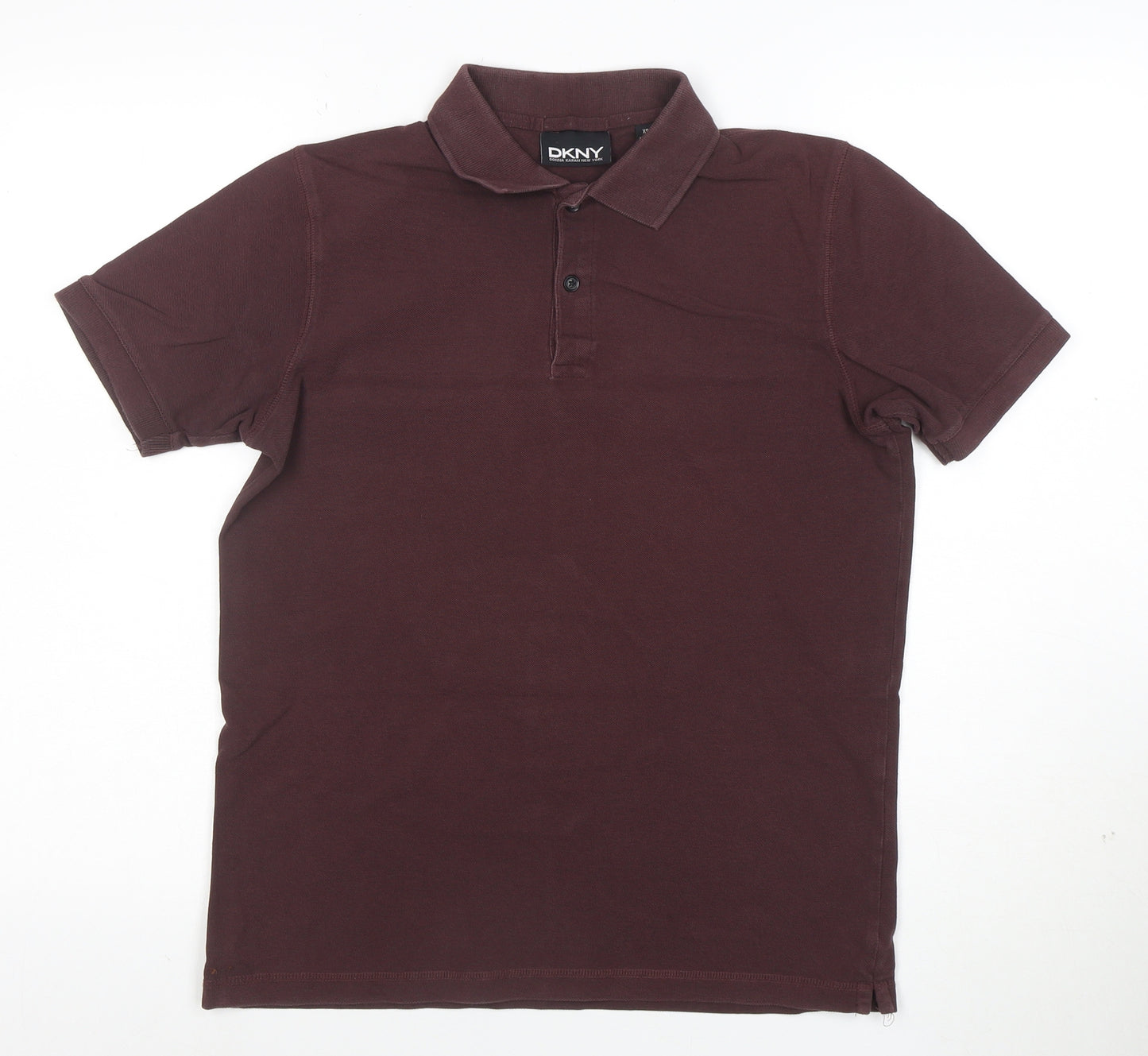 DKNY Men's Brown Cotton Polo Shirt XS Casual Classic Style