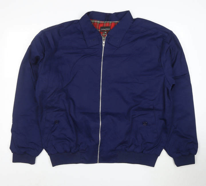 Cotton Works Men's Blue 3XL Bomber Jacket Polyester Cotton Lined