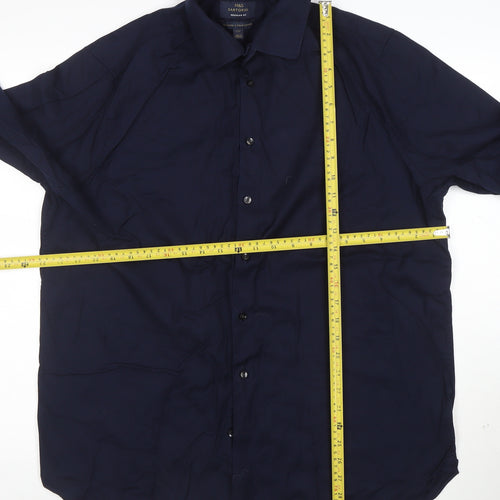 Marks and Spencer Mens Navy Regular Fit Cotton Button-Up Shirt Size 17 XL