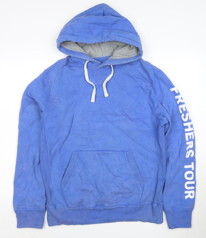 Jack Wills Men's Blue Small Pullover Hoodie Freshers Tour Music Graphic