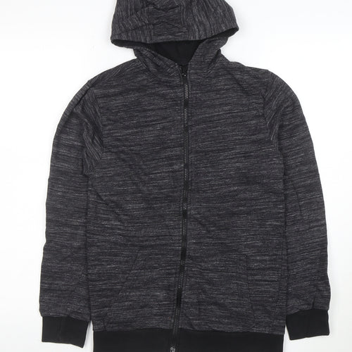 Urban Outlaws Boys Black Full Zip Hoodie Size 13-14 Years Cotton Blend