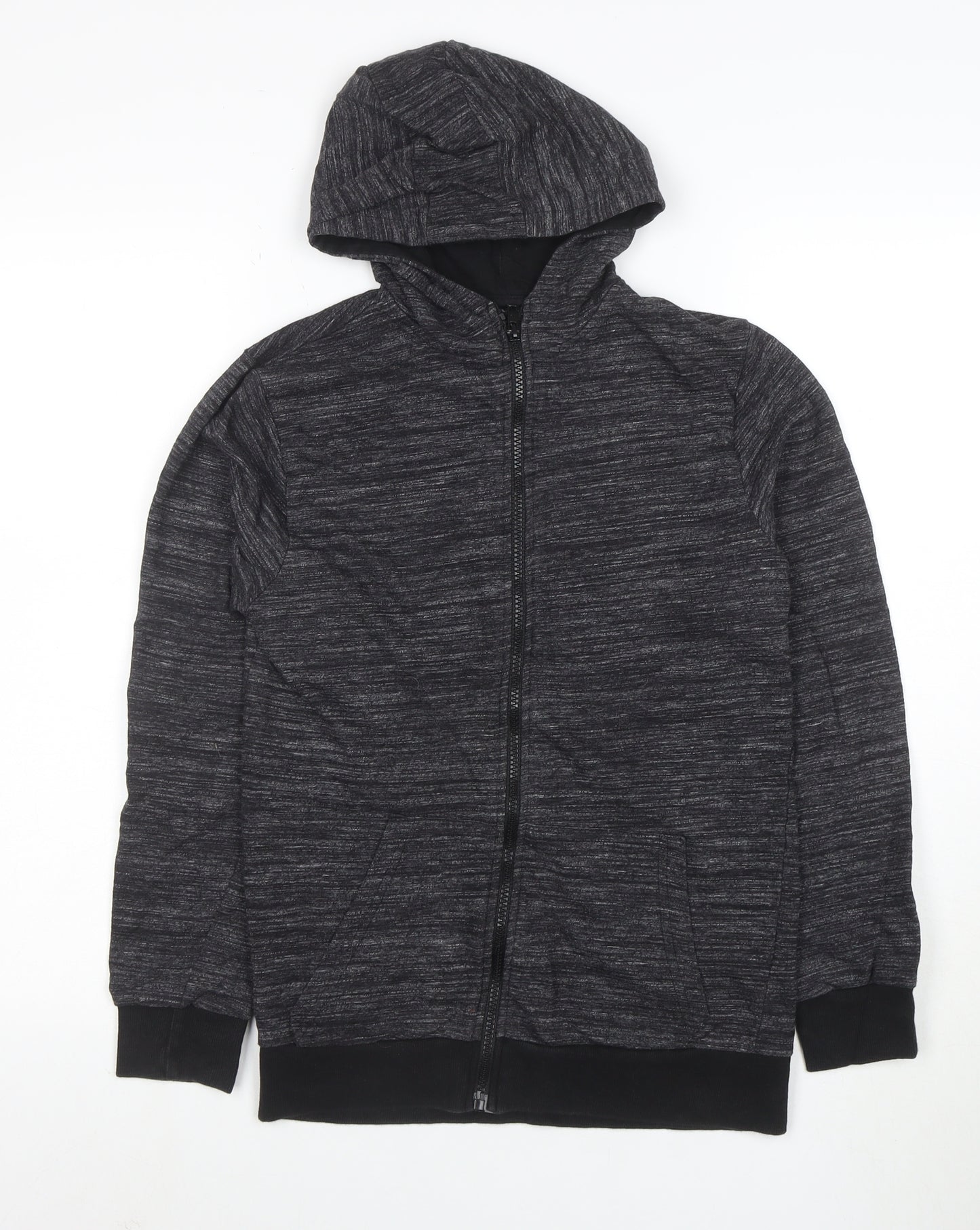 Urban Outlaws Boys Black Full Zip Hoodie Size 13-14 Years Cotton Blend