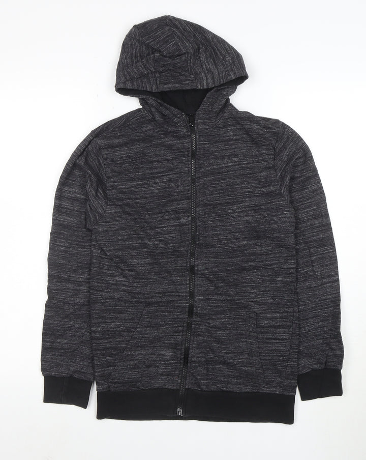 Urban Outlaws Boys Black Full Zip Hoodie Size 13-14 Years Cotton Blend
