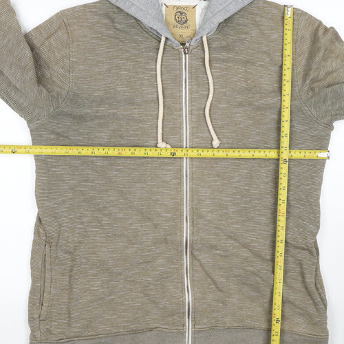 Next Men's Green Full Zip Hoodie XL Cotton Jersey