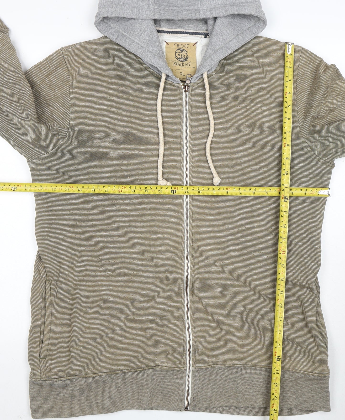 Next Men's Green Full Zip Hoodie XL Cotton Jersey