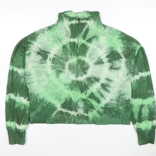 BAM Women’s Green Tie-Dye 1/2 Zip Sweatshirt Size S Organic Cotton Blend