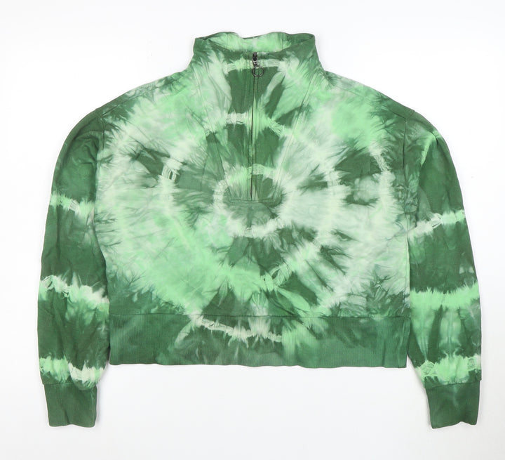 BAM Women’s Green Tie-Dye 1/2 Zip Sweatshirt Size S Organic Cotton Blend