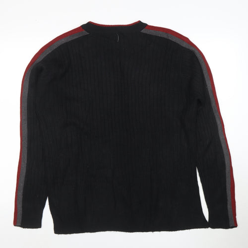 Britches Men's Black Acrylic Crew Neck Ribbed Pullover Jumper M