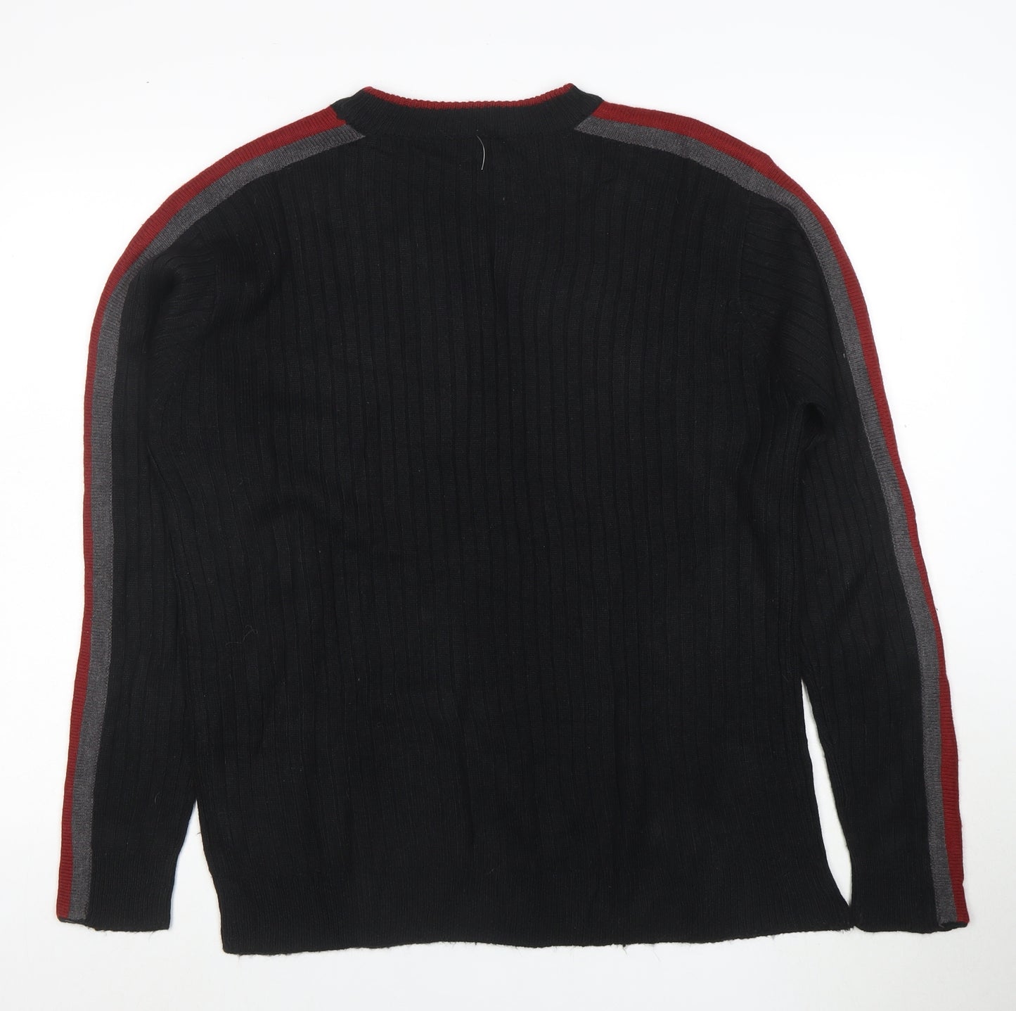 Britches Men's Black Acrylic Crew Neck Ribbed Pullover Jumper M